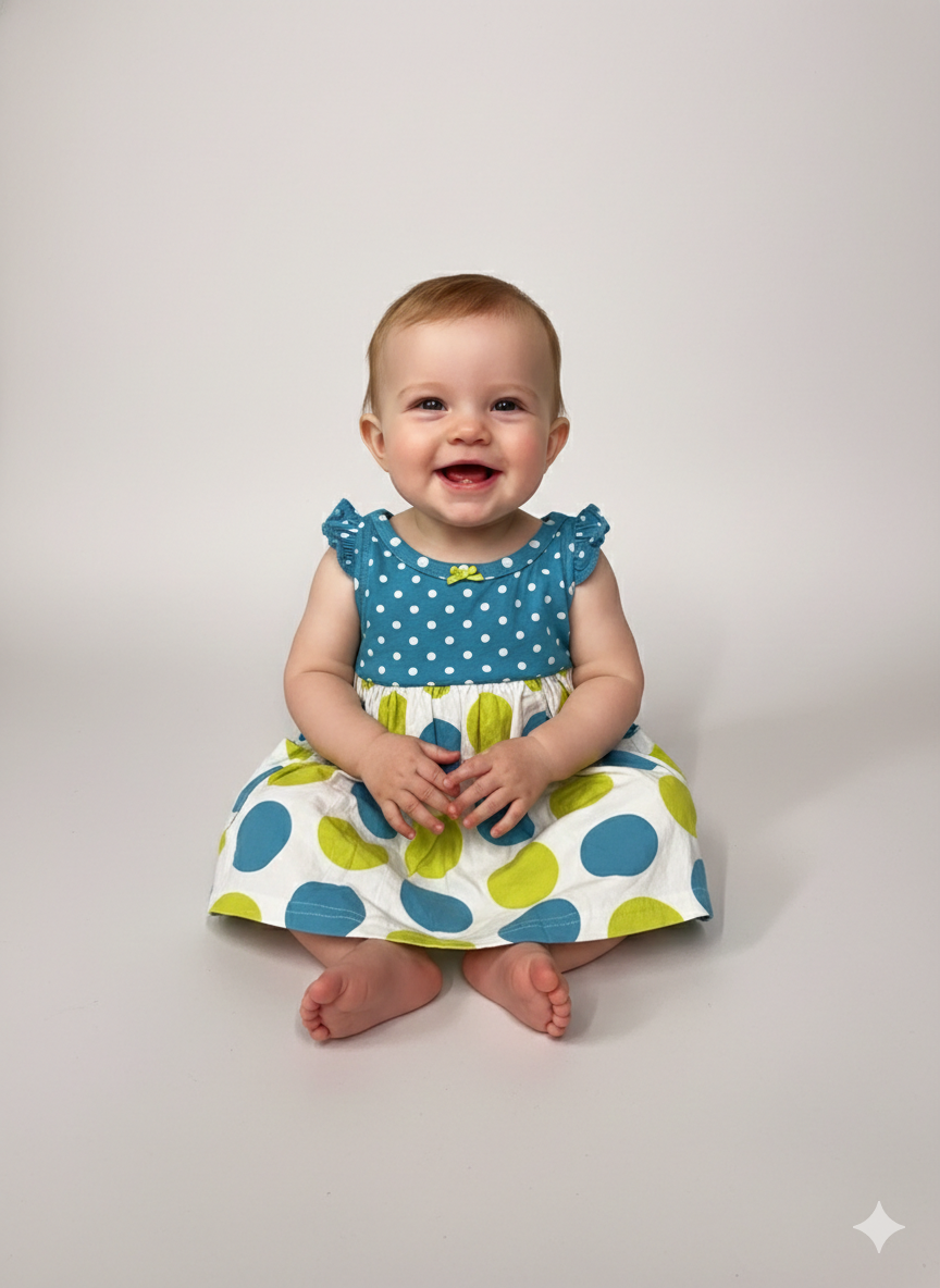 Blue with circle -Sleeveless Frock