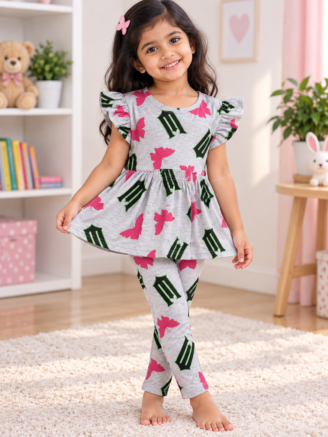 Gary Butterfly Multi Colour Peplum Co-ord Girls Sets.