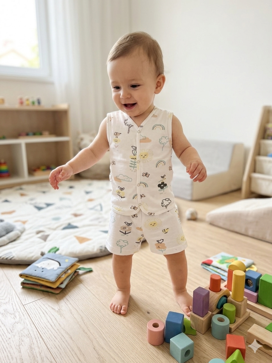 Beige Sleeveless Jabla shorts set