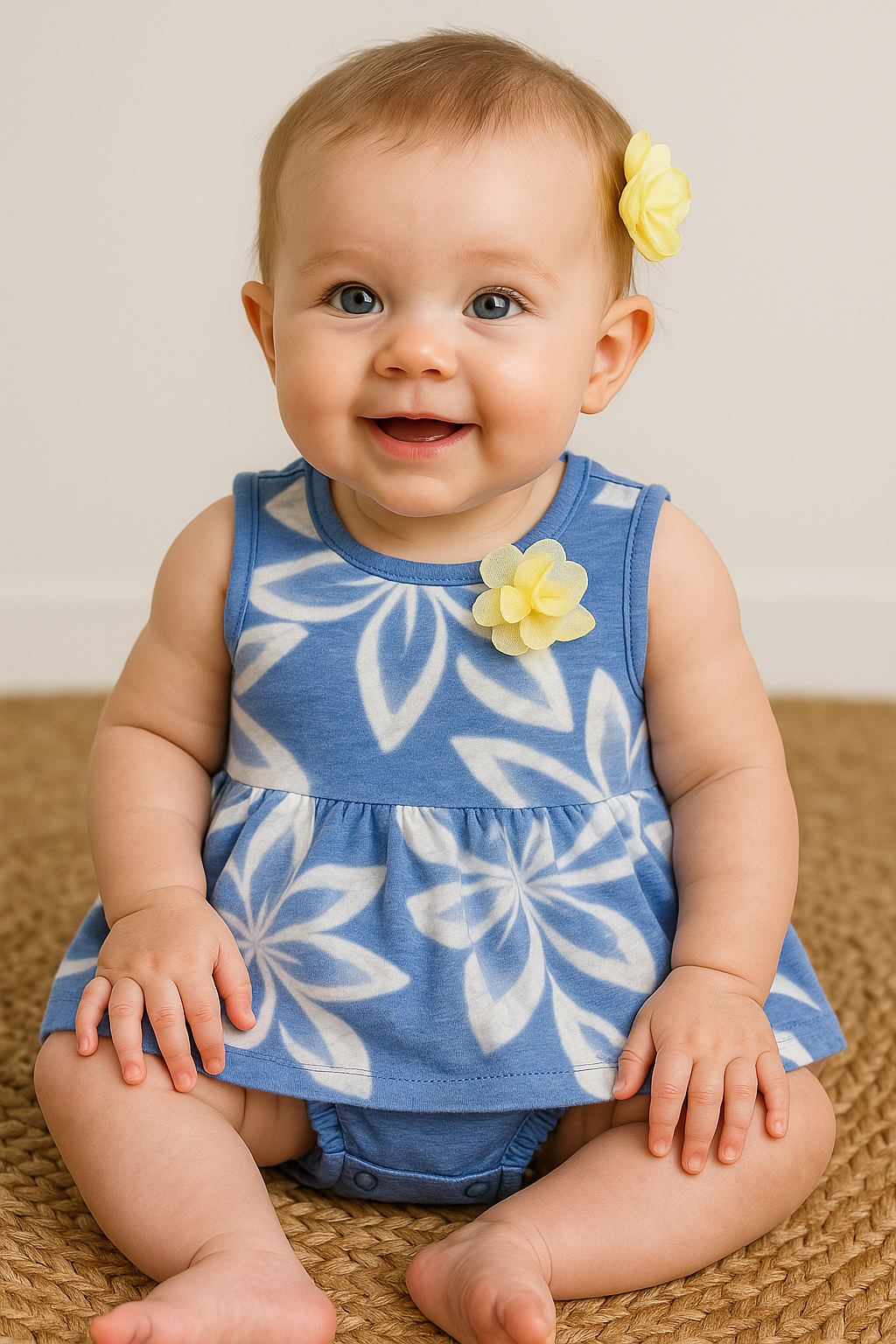 Blue  Florals Onesies frock