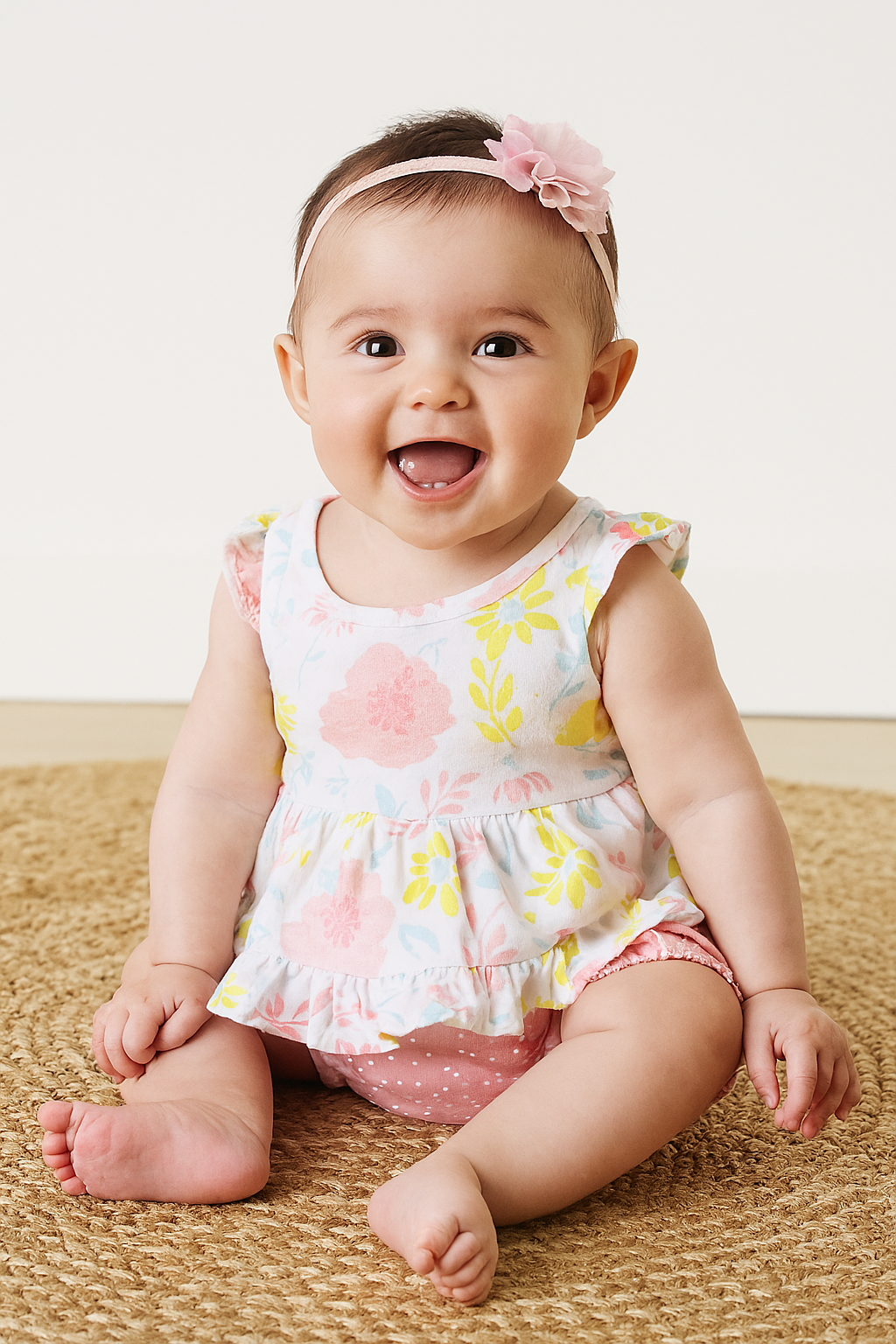 Pink and white  Onesies frock