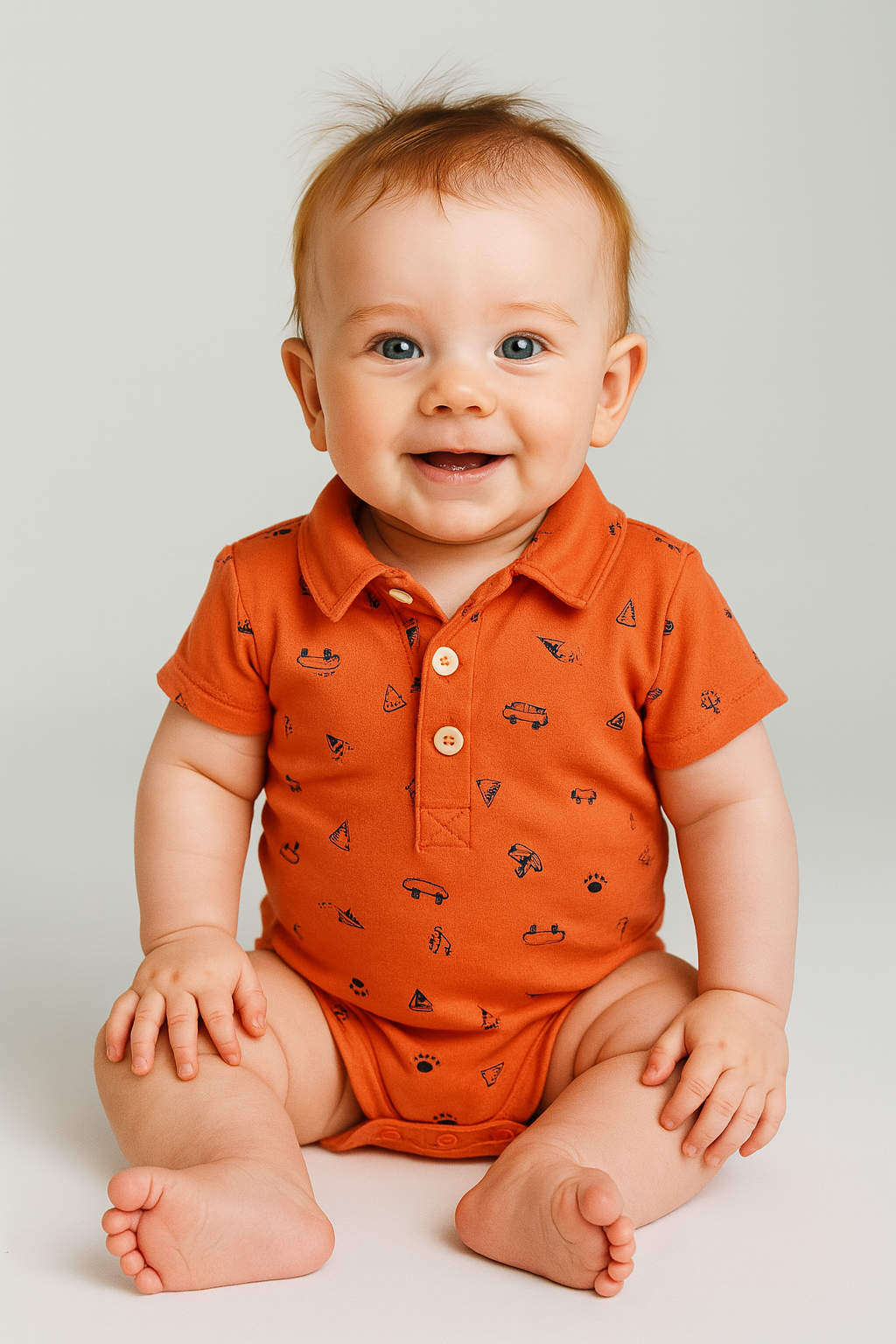 Orange -Baby Collar Romper
