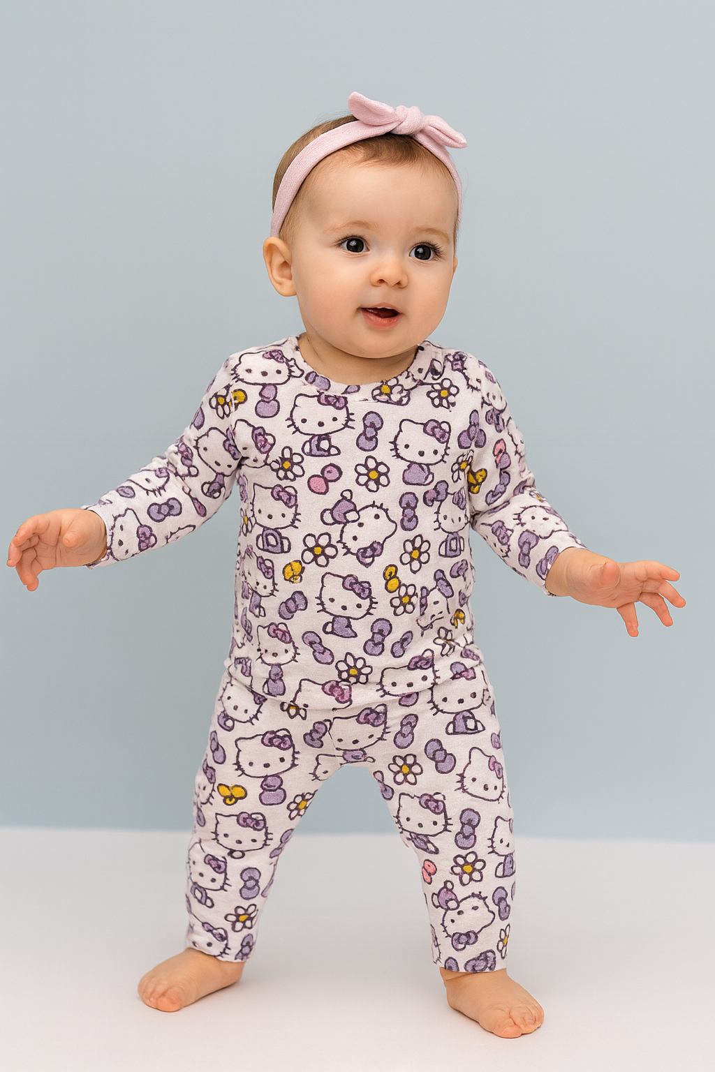 Baby Co-ord sets Full  Sleeve white kiddy -9(snap button)
