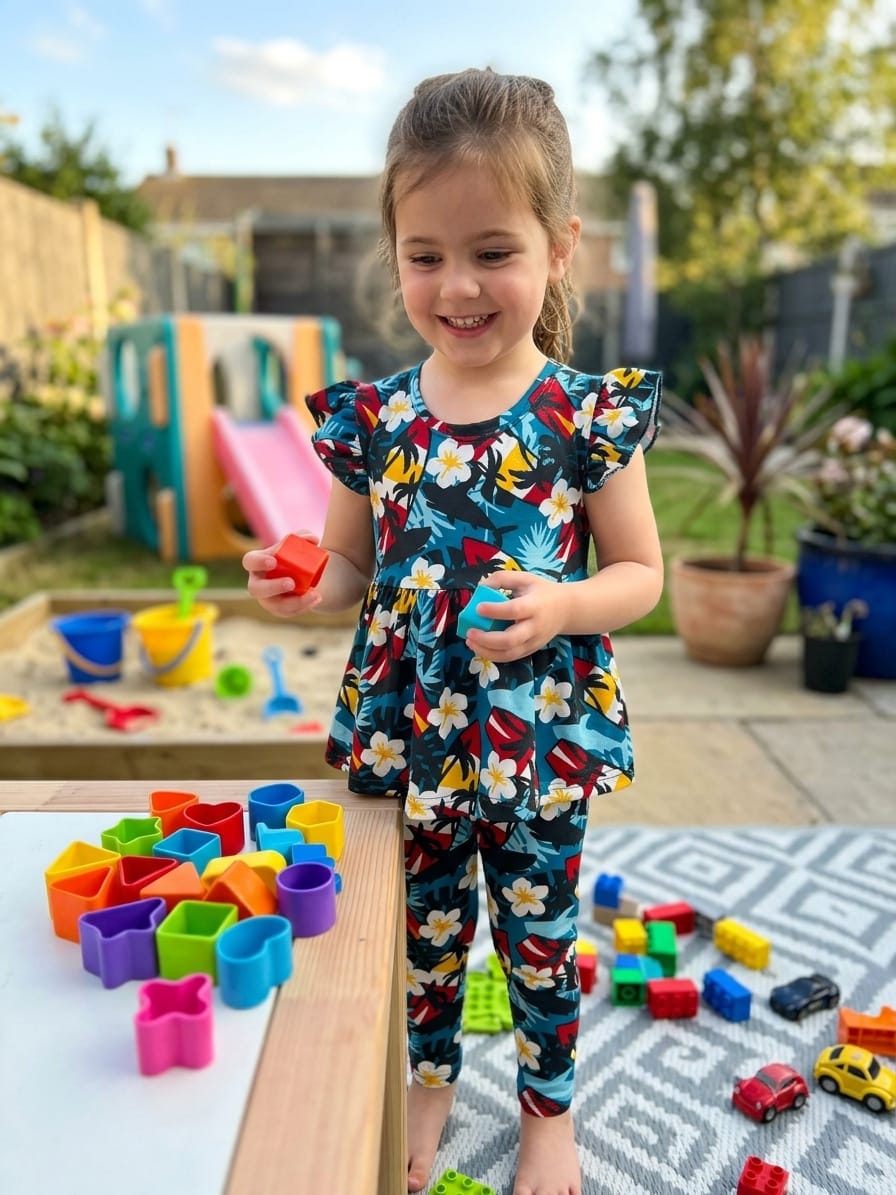 Multi colour flower peplum co- ord girls set