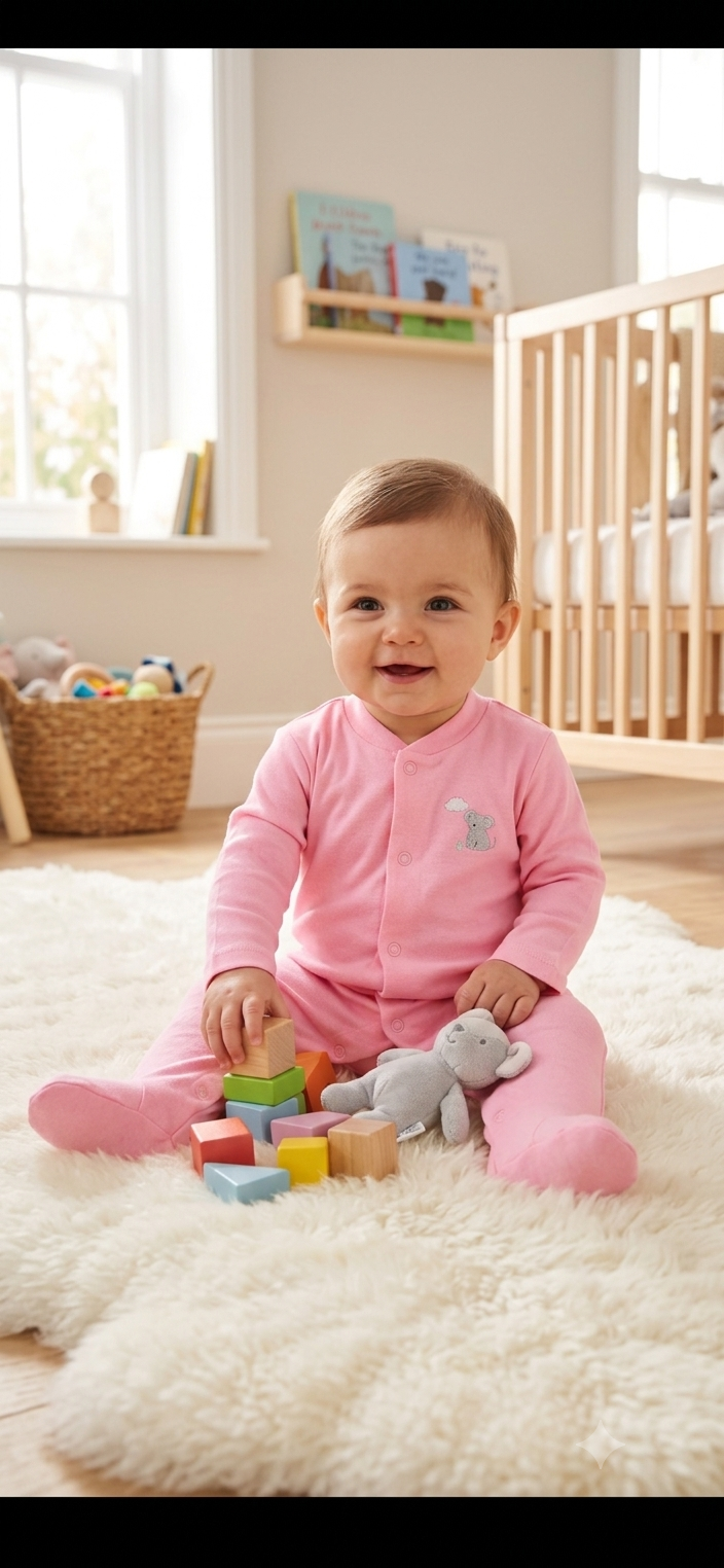 Floral pink with bear 🐻 with shoe (snap button)- Baby high quality jumpsuit