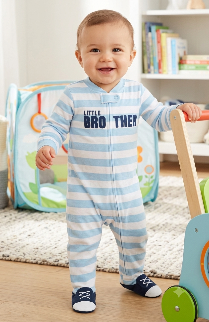 Little brother with shoe baby high quality jumpsuit (snap button)
