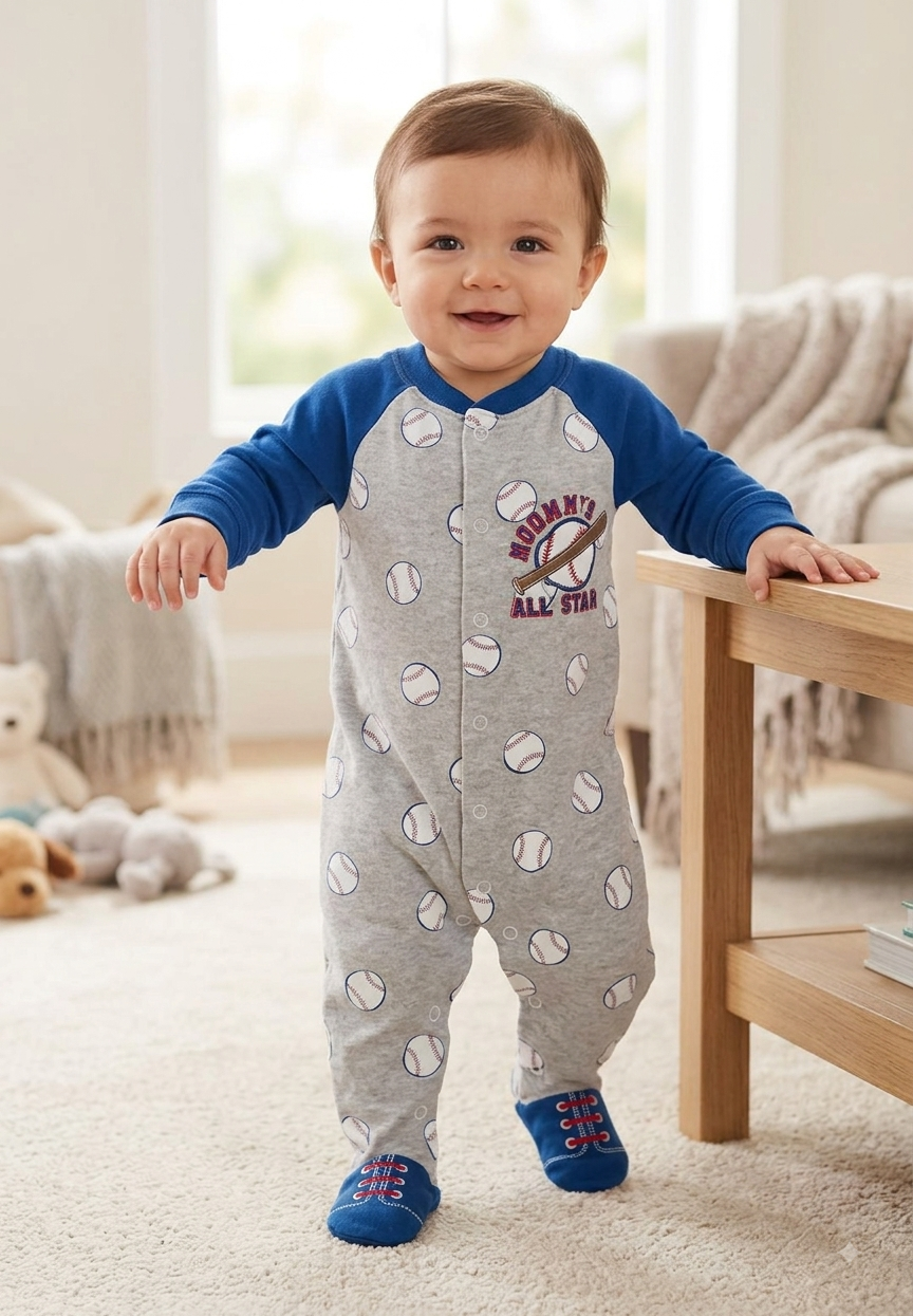 Dark blue grey ⚽ ball with shoe (snap button)Baby High quality jumpsuit