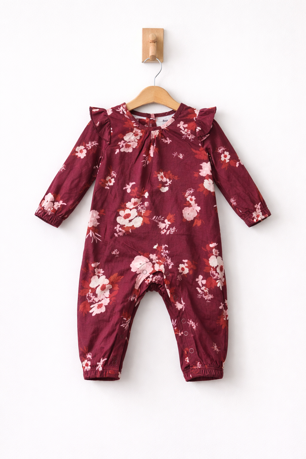Burgundy / Wine floral - Baby Jumpsuit