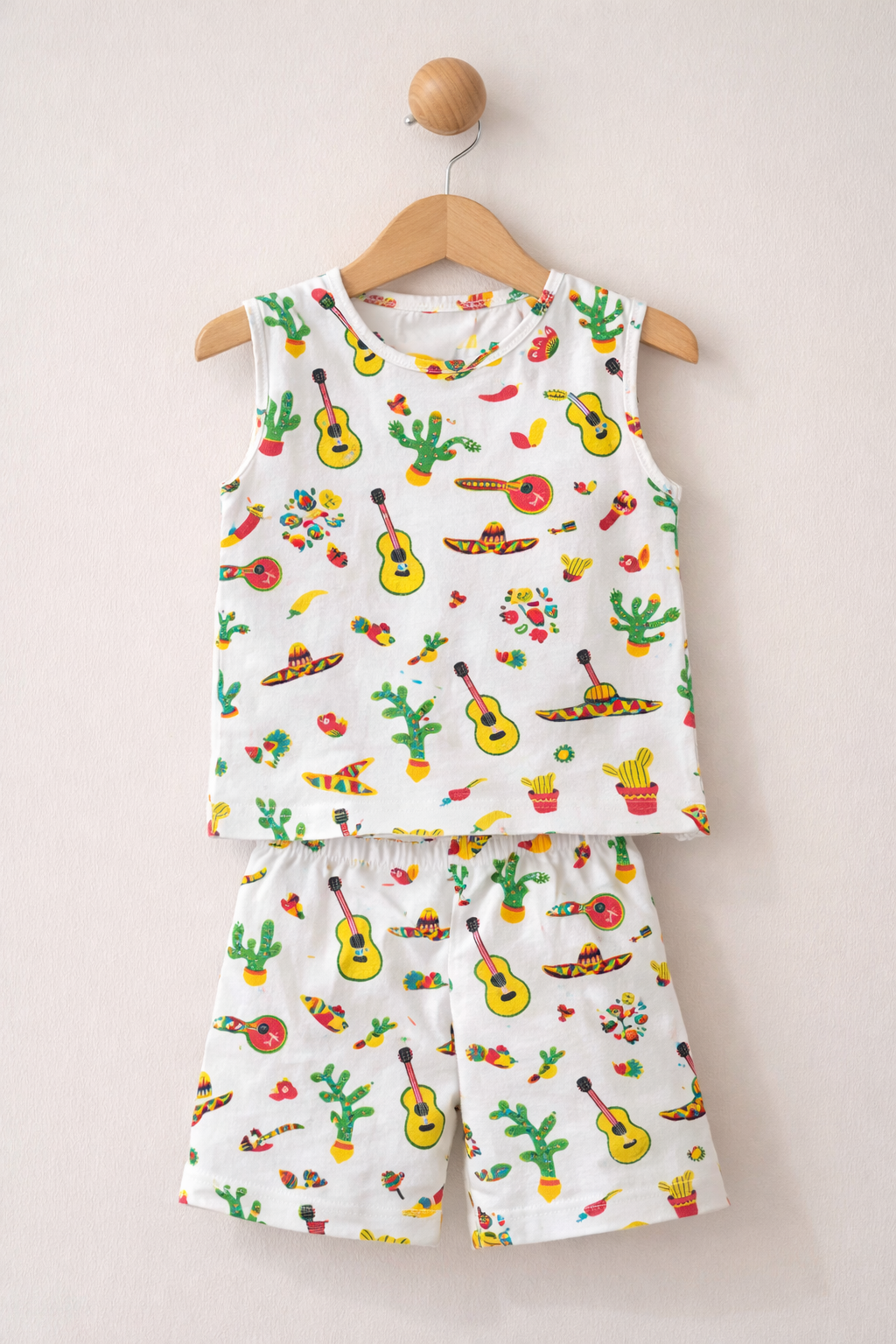 Cheerful multicolor print-Sleeveless co-ords