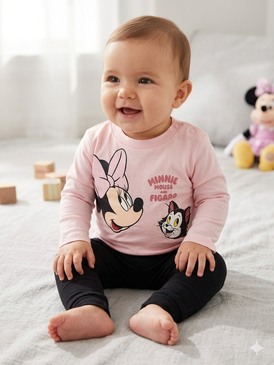 MINNIE  Mouse AND FIGAROF - Full sleeve (snap button)