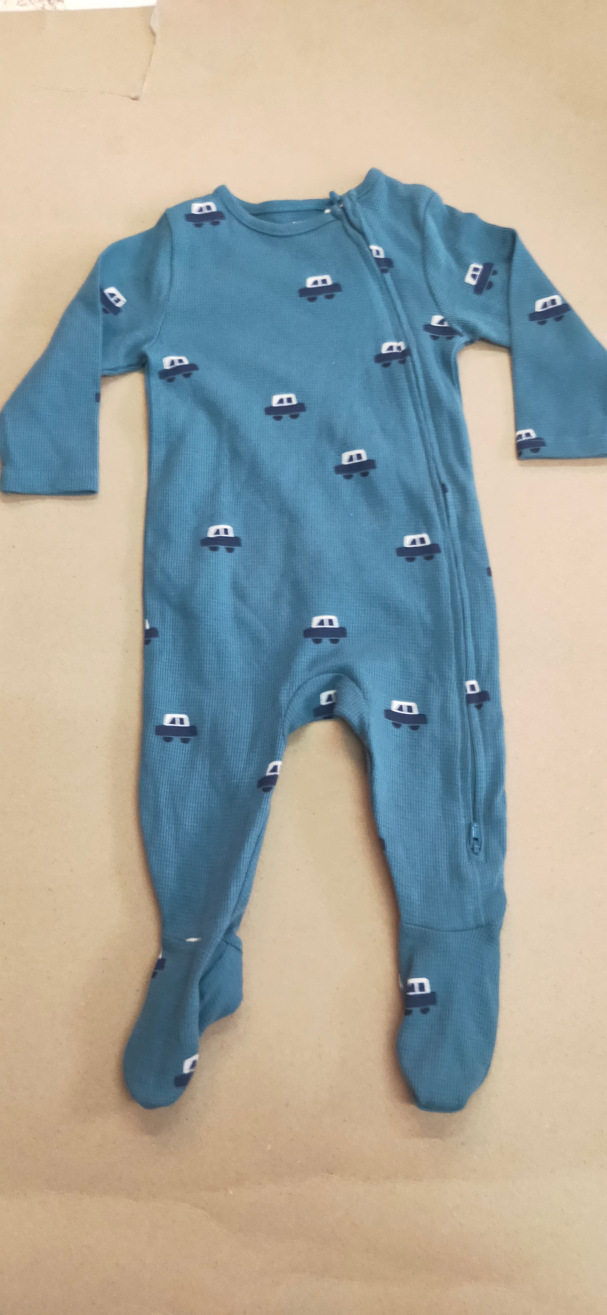 Steel blue with car with shoe (zipper)- Baby high quality jumpsuit