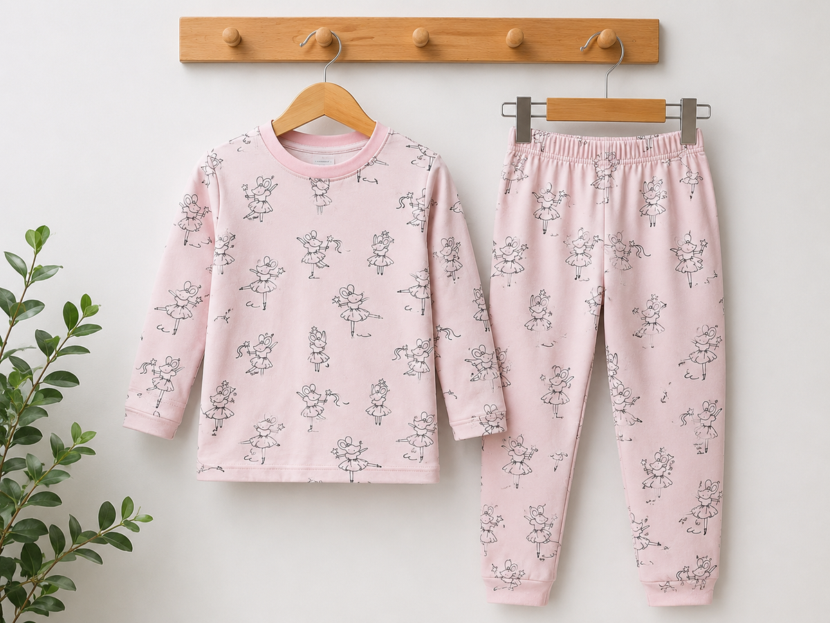 Pink with Grey Mouse Prints- Premium winter wear