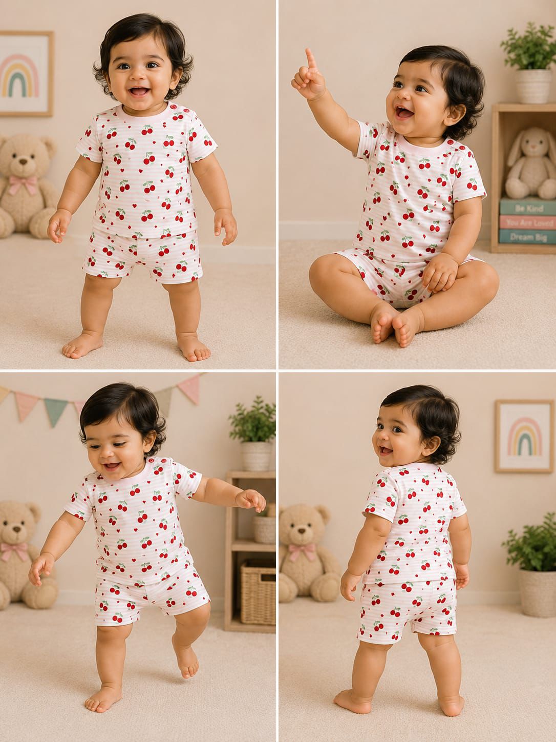 Cherry -Baby Shorts Set