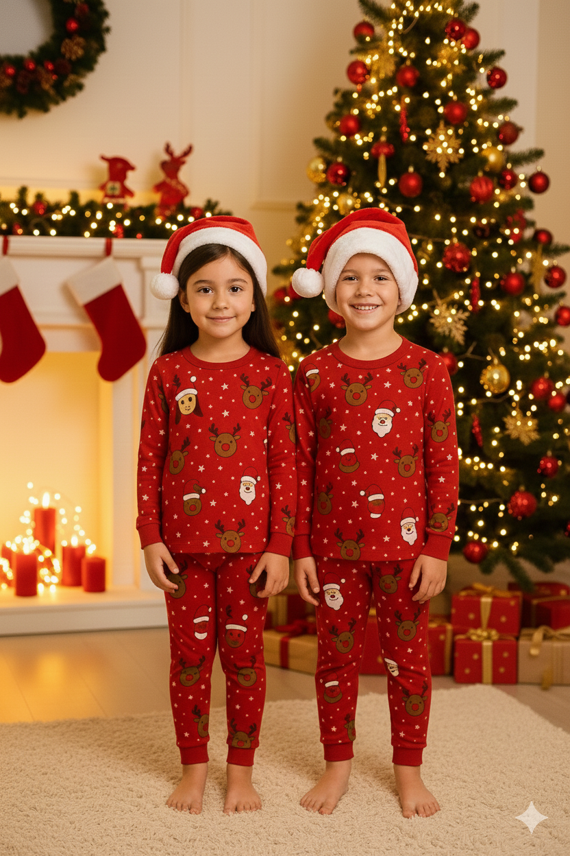 Premium winter  red Christmas-themed  adorable reindeer and star prints