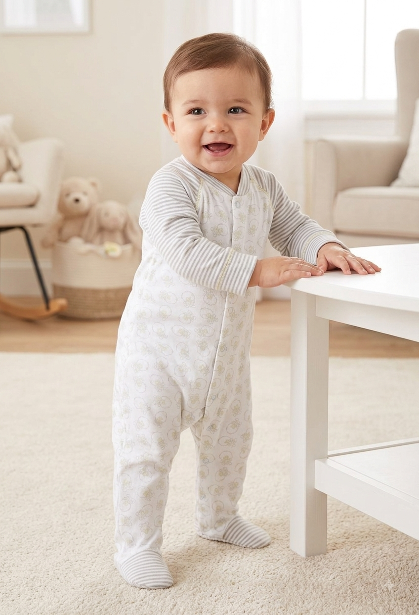 White &grey line chik 🐥🐥with shoe Baby high quality jumpsuit
