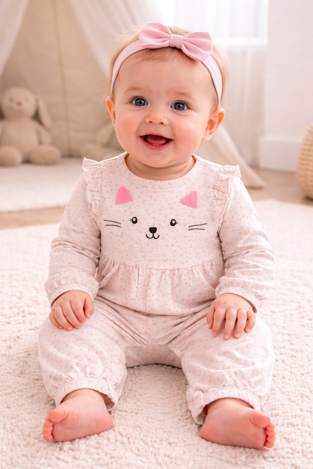 Soft pink tiny print Jumpsuit