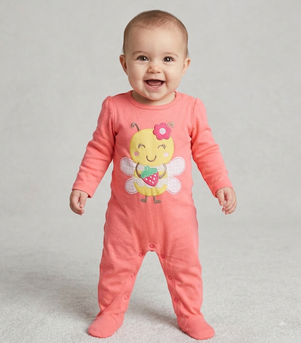 Peach orange 🐝 Honey bee With shoes baby high quality jumpsuit