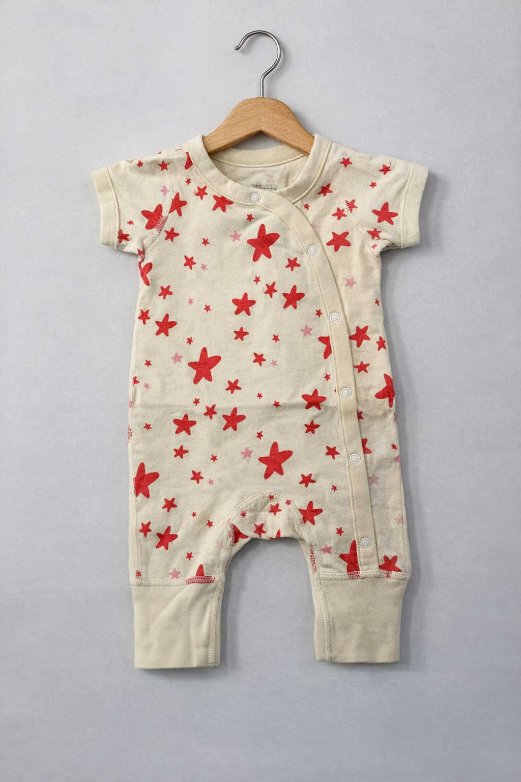 Beige based Orange star -Baby Jumpsuit