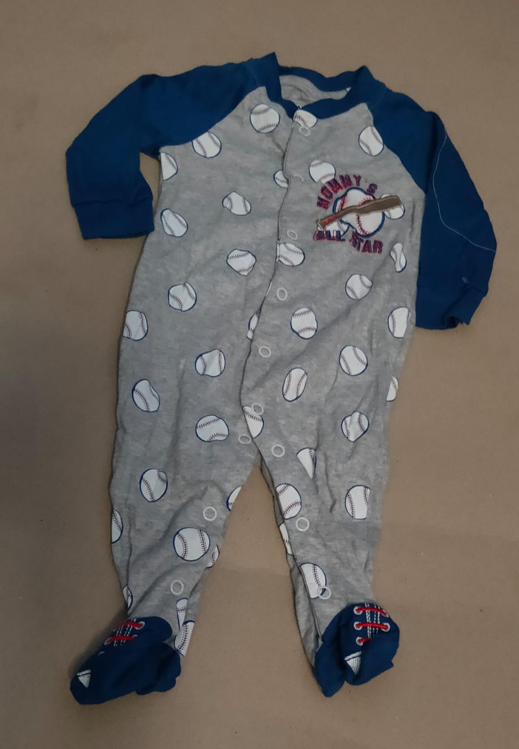 Dark blue grey ⚽ ball with shoe (snap button)Baby High quality jumpsuit