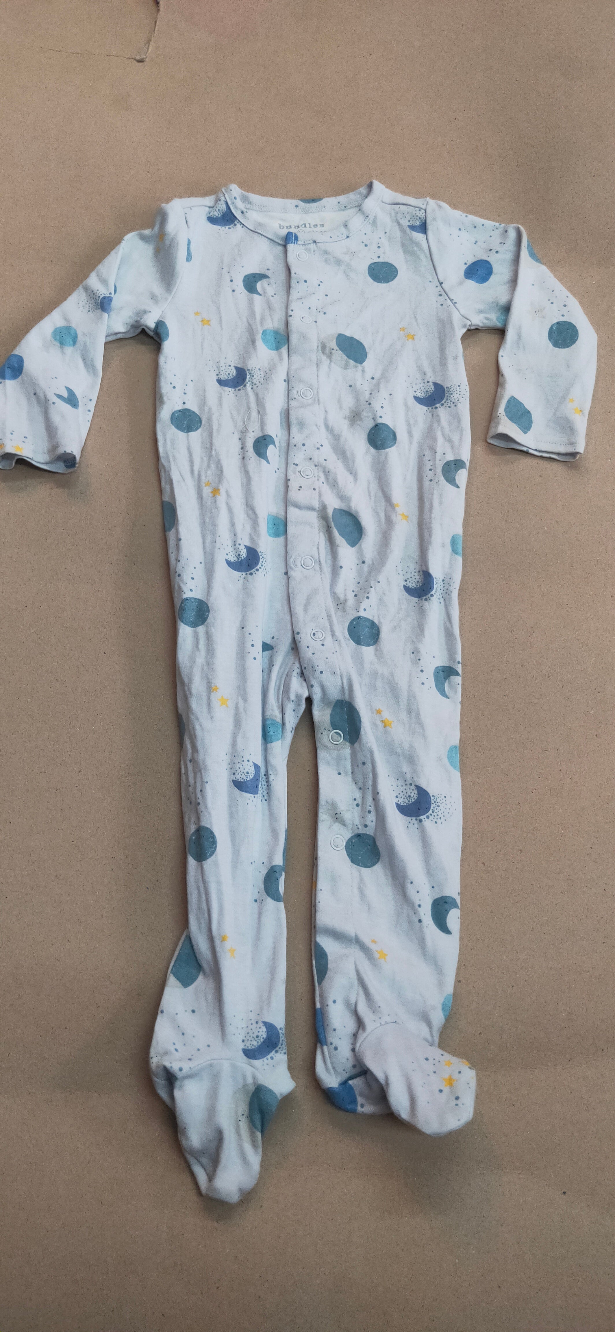 Grey with half moon and moon 🌚 🌙 with shoe (snap button)- Baby high quality jumpsuit