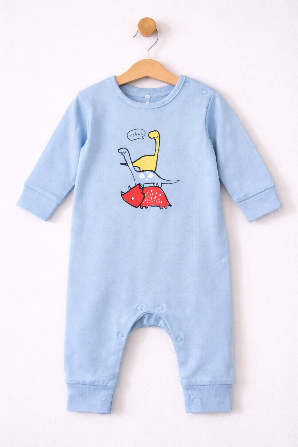 Blue with yellow dino - Baby full Jumpsuit