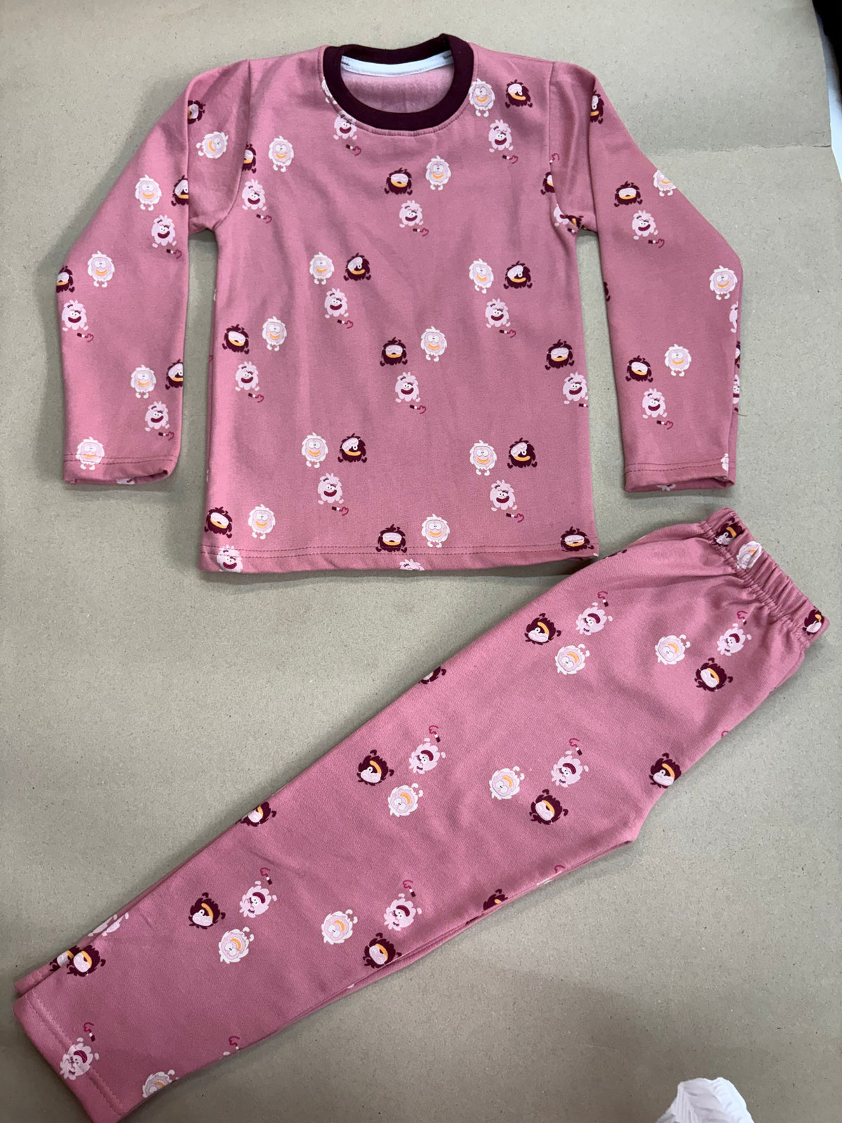 Dusty Rose Pink with Burgundy & White Print Premium winter wears LoopKnit