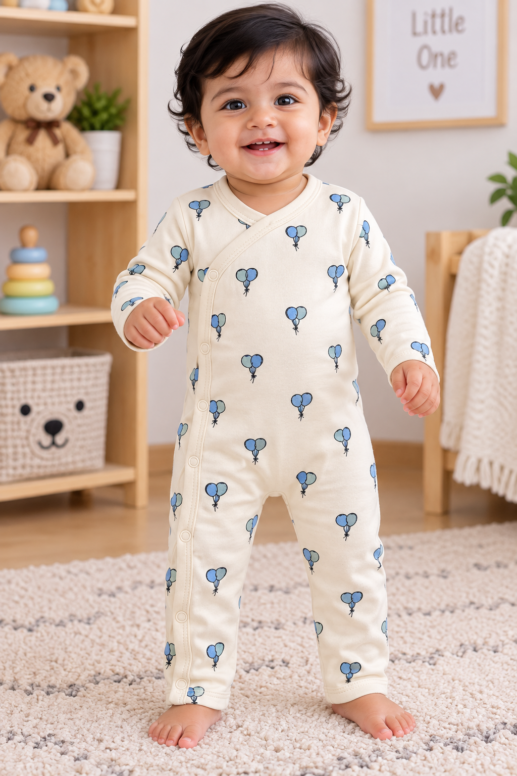 Half white baloons Baby High quality jumpsuit (snap button)