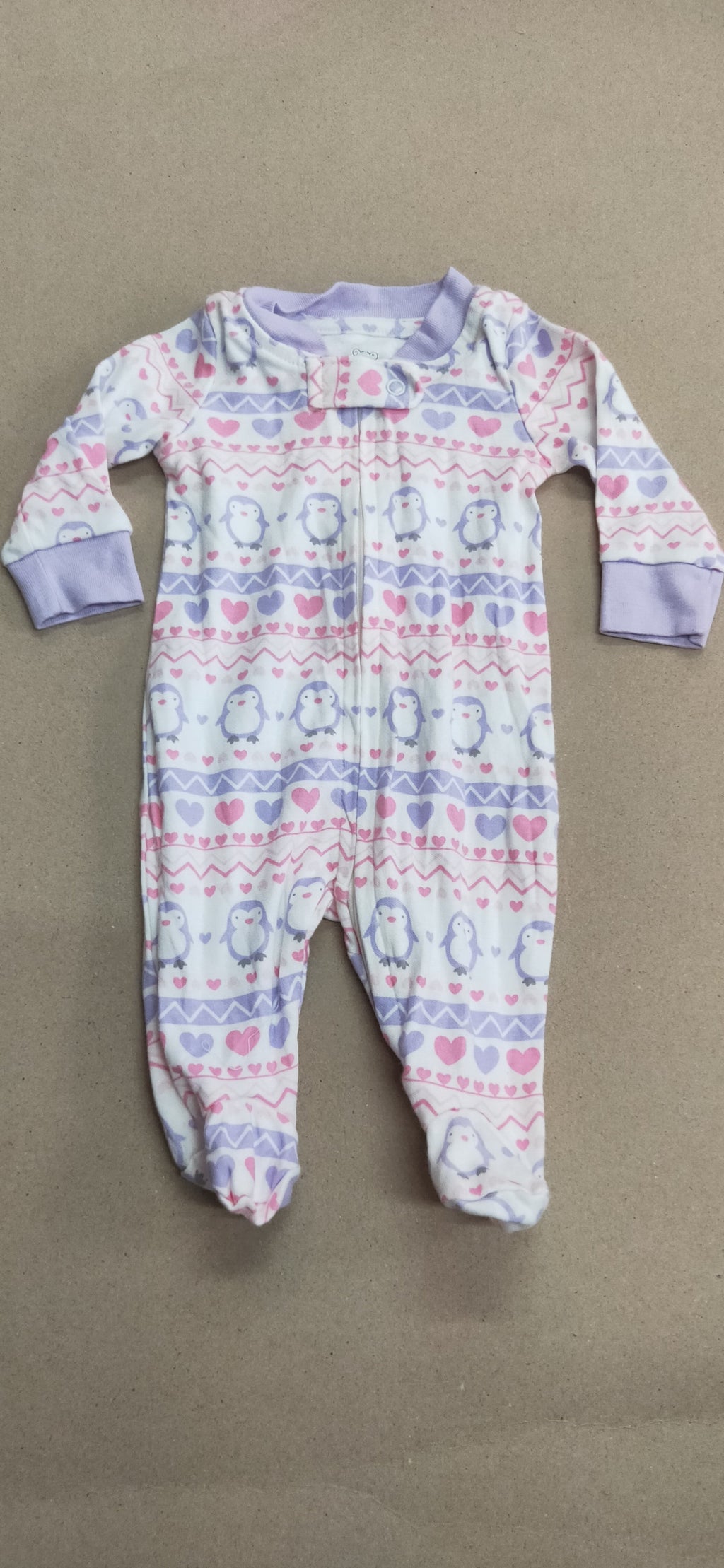Purple penguin 🐧💜with shoe (zipper)- Baby high quality jumpsuit
