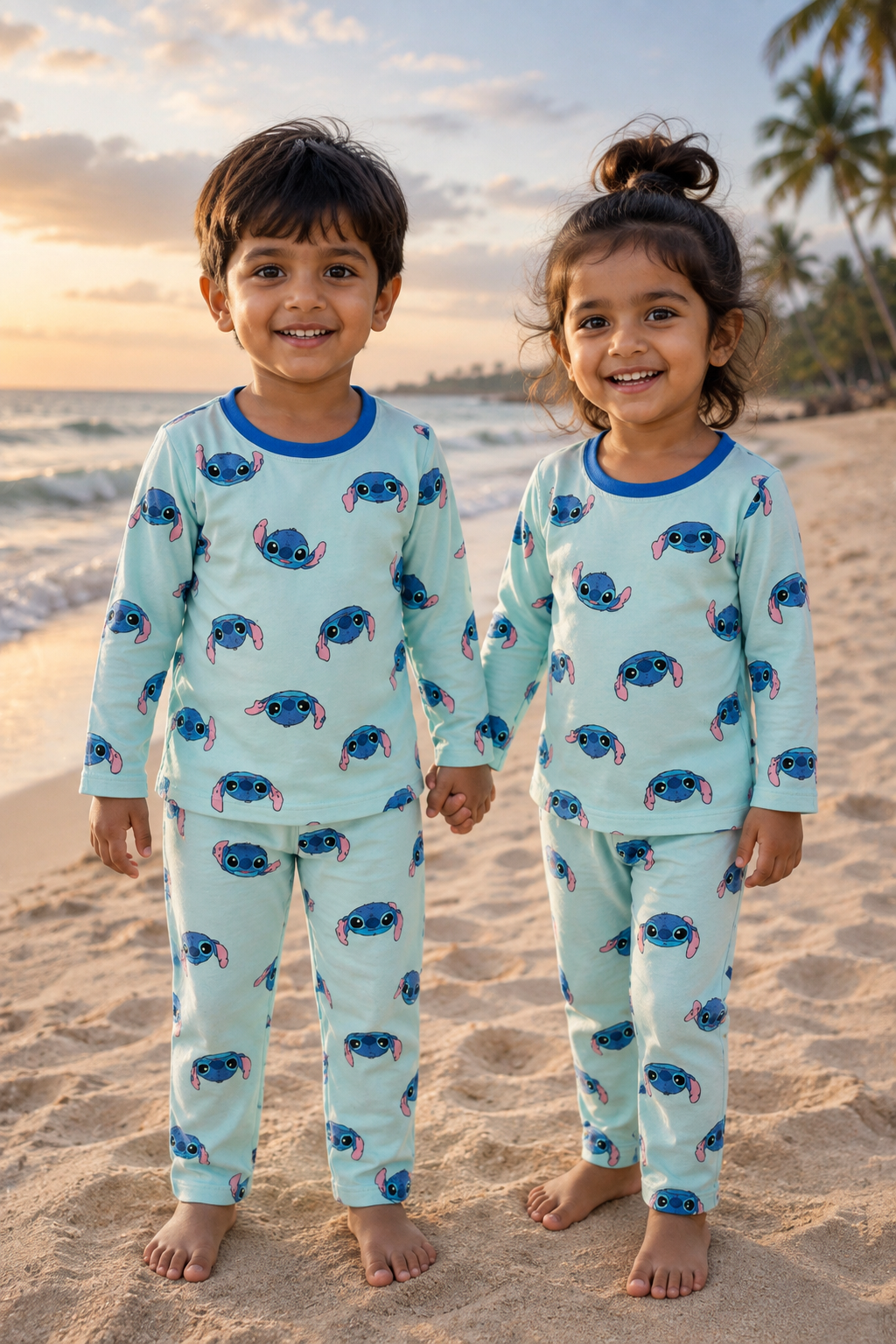 Premium winter – Kids' Mint Blue Cotton Blend Thermal Set