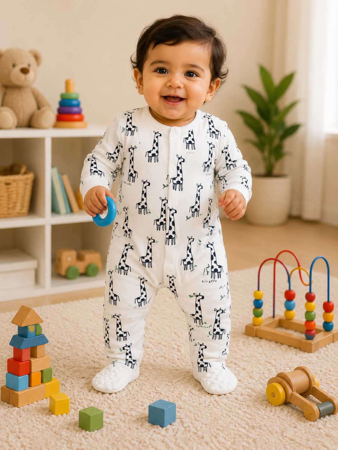 White black giraffe - baby high quality jumpsuit