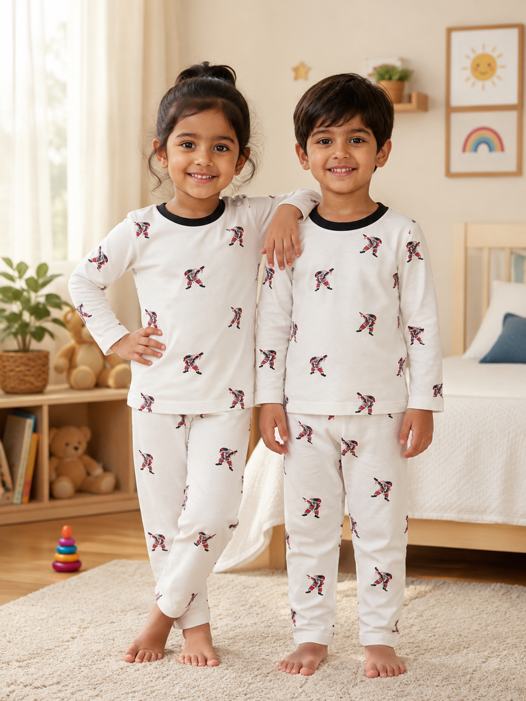 Premium winter wear -  Urban Festive Kids’ Ribbed Thermal Lounge Set