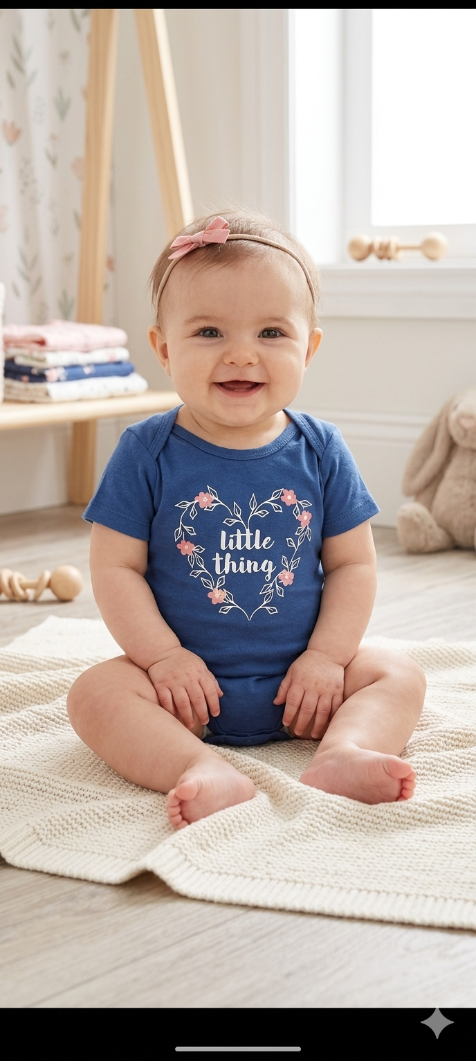 Blue Base Little  thing-Baby Romper