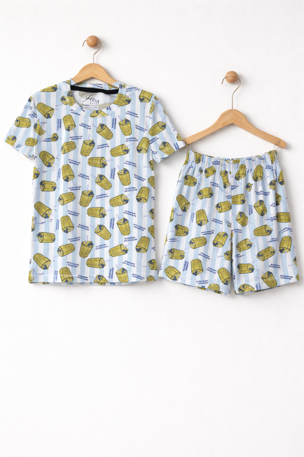 BLUEBERRY MATCHA CLUB-Half sleeve Shorts Set