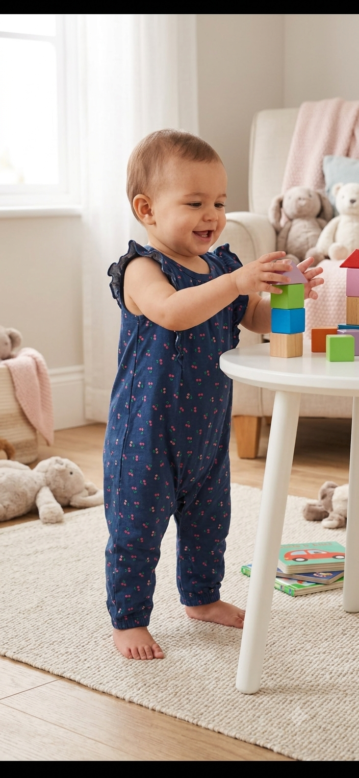 Dark blue floral cherry 🍒 🍒half sleeves Baby High quality jumpsuit