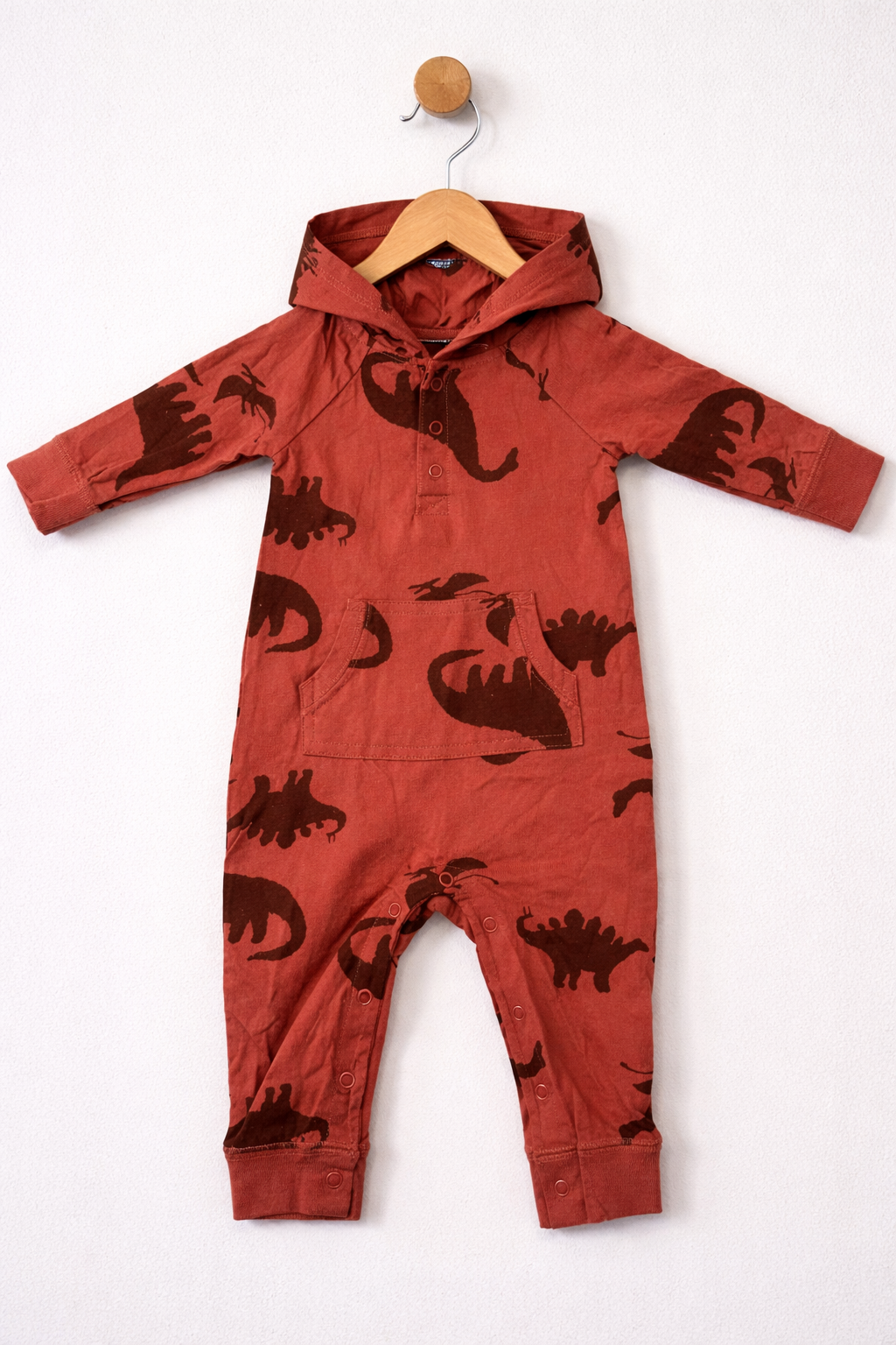 Hoodie -brown-Baby full Jumpsuit