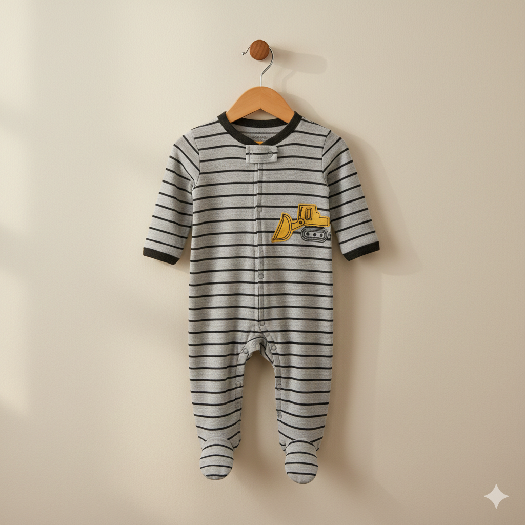Heather Grey striped - Baby Jumpsuit