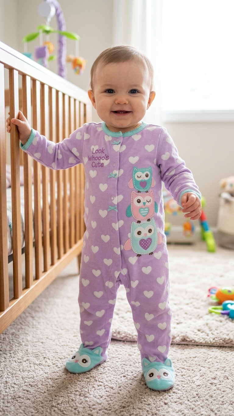 Violet white heart 🤍 🦉 owl with shoes Baby high quality jumpsuit