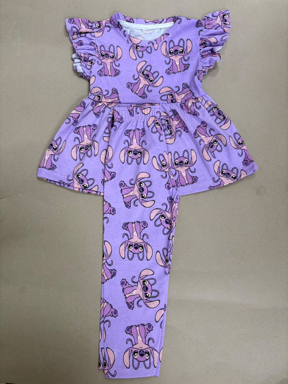 Purple Stitch character graphic-Peplum Girls set