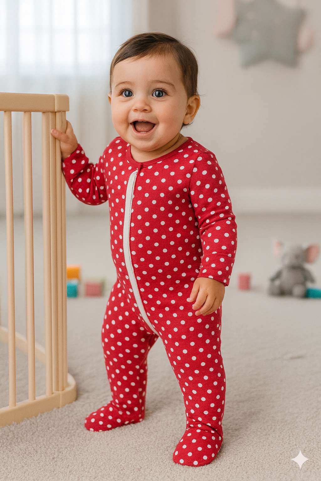 21-Red Bubbles Snuggle Romper