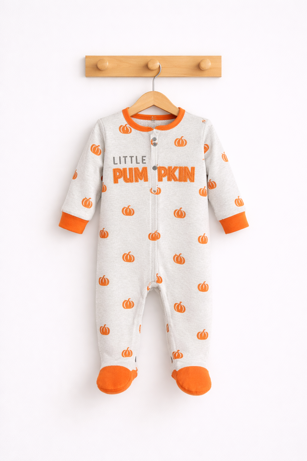 light grey with bright orange pumpkin prints - jumpsuit