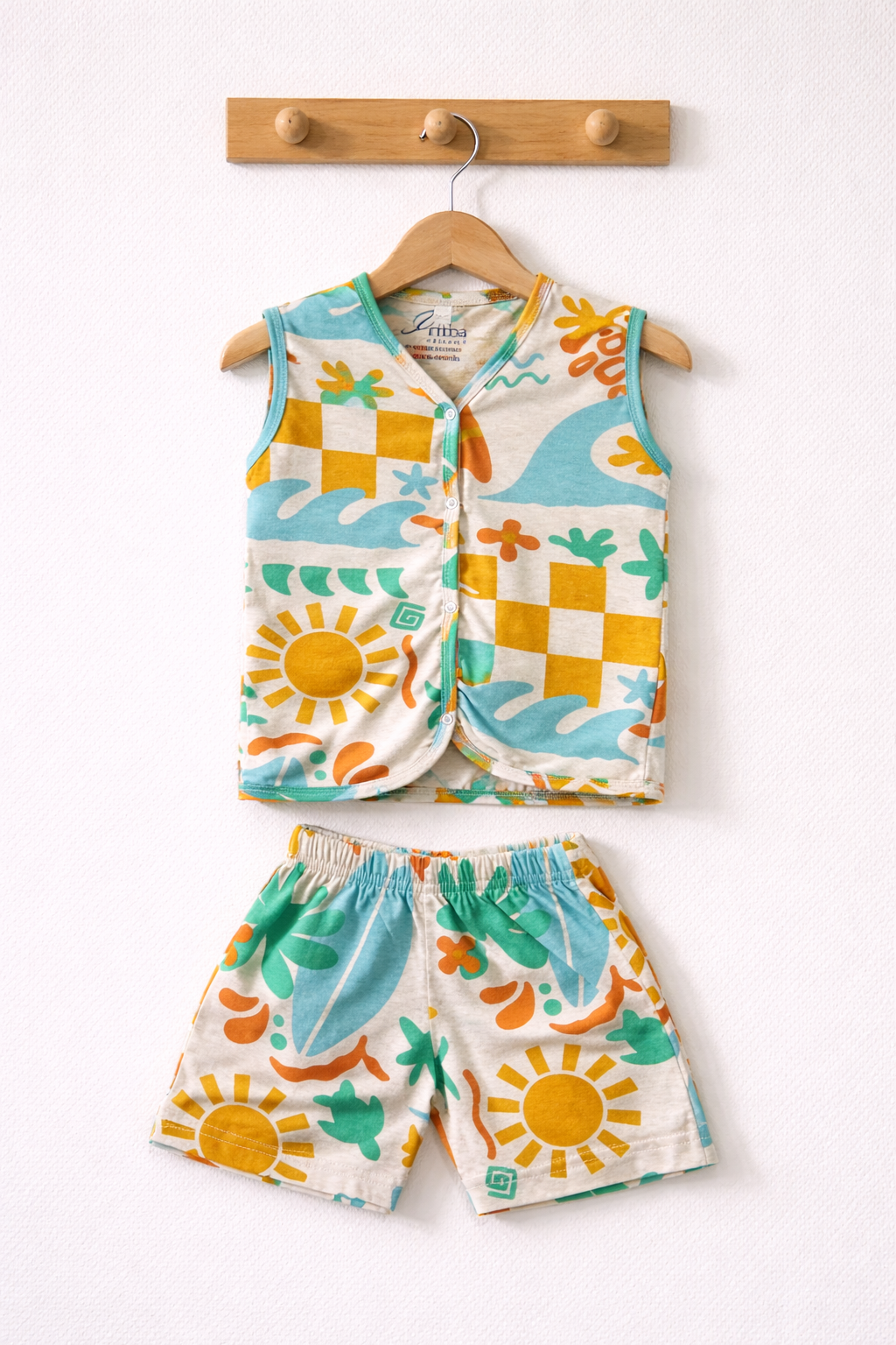 Beach theam- Sleeveless Jabla shorts set