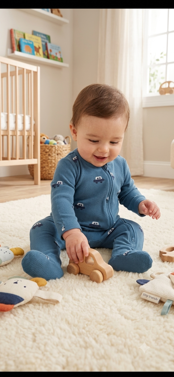 Steel blue with car with shoe (zipper)- Baby high quality jumpsuit