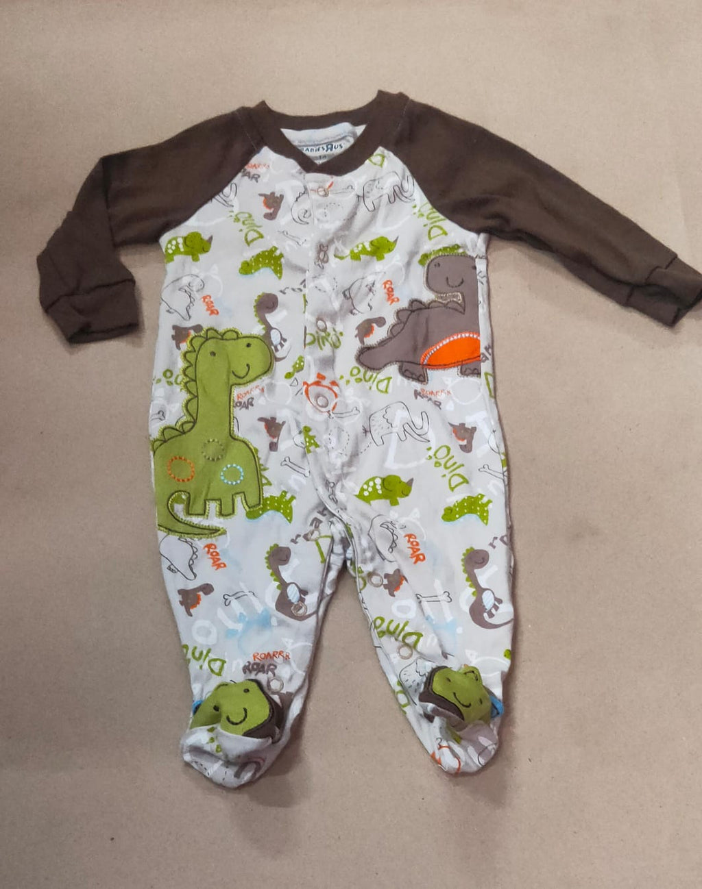 white& dark brown dino-with shoe Baby high quality jumpsuit