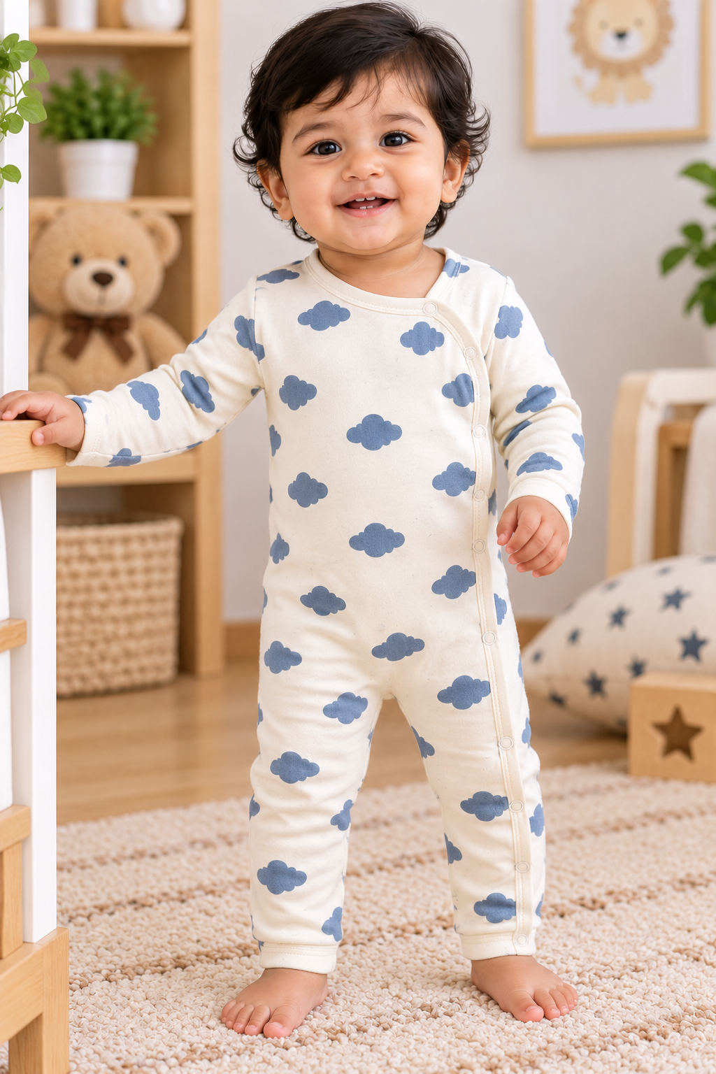 Half white cloud ☁️ Baby high quality jumpsuit(snap button)