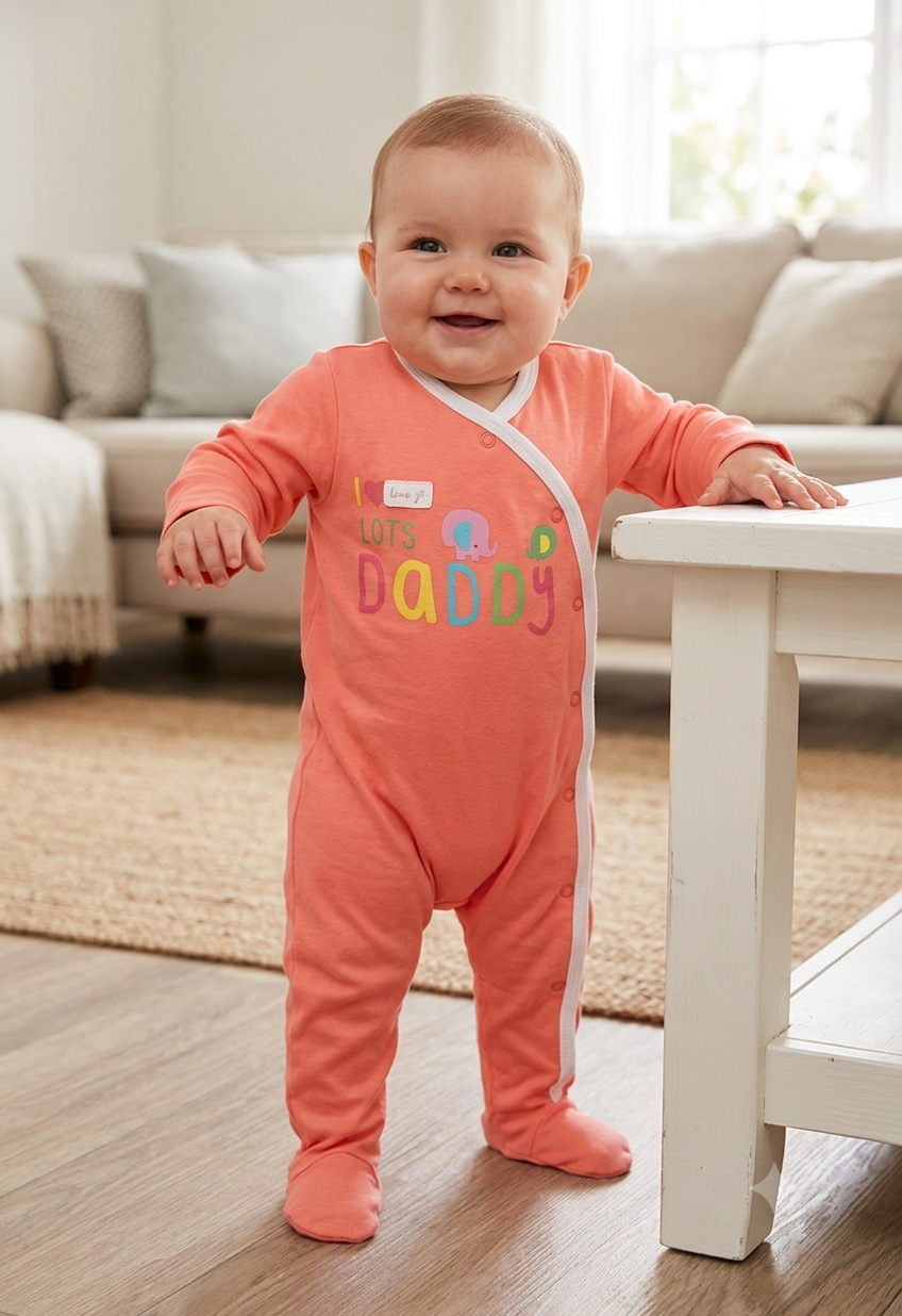 Light orange I Love you lots daddy  Baby High quality jumpsuit