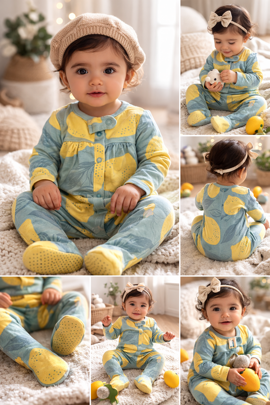 Green with lemon 🍋- High Quality Baby Jumpsuit