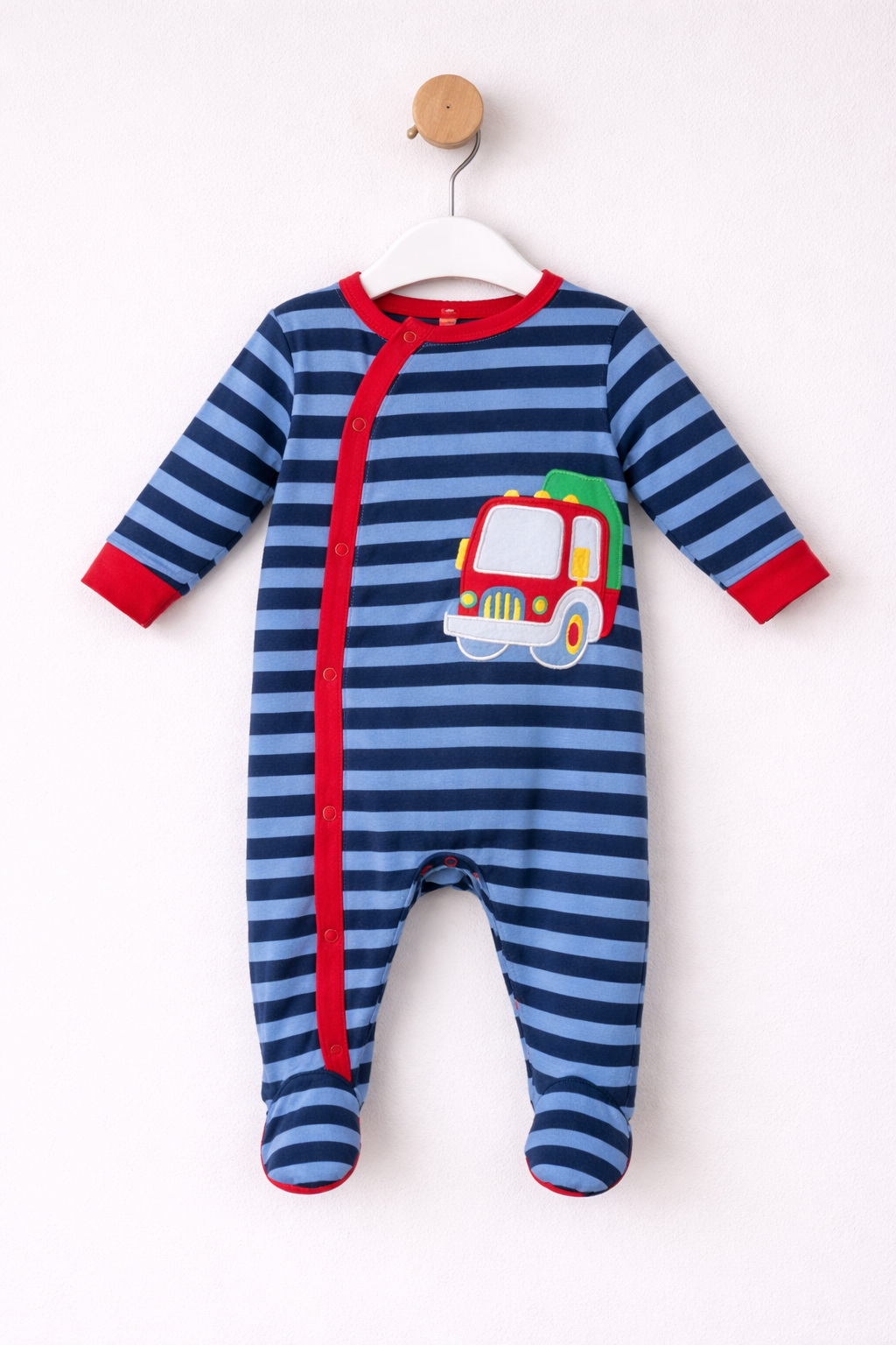 Blue  with red stripe - Baby Jumpsuit