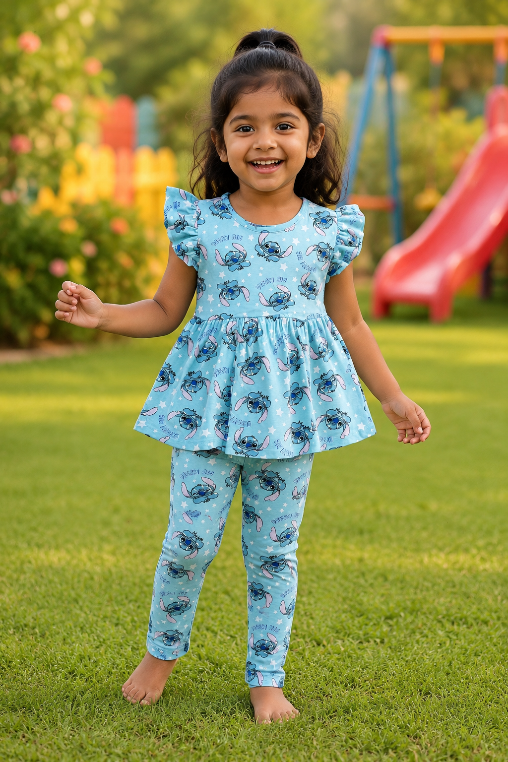 Light blue Lilo & Stitch21/8-Peplum Girls set