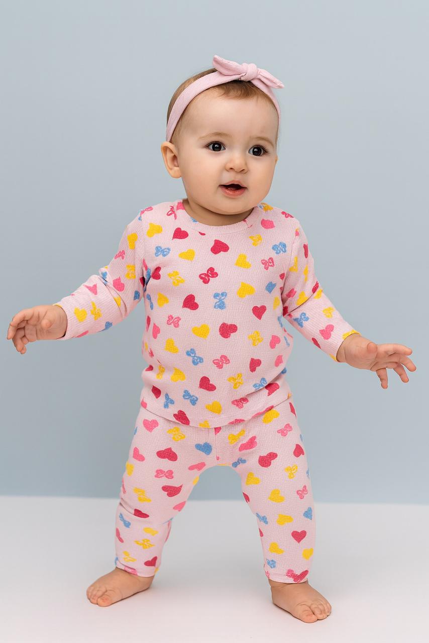 Baby Co -Ord set full sleeve Light pink( snap button)