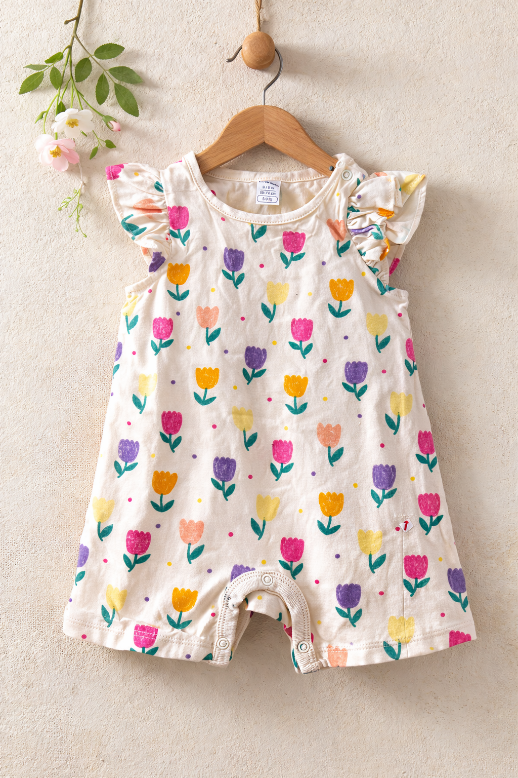 Half white with multi colour flowers 🌷-Baby half Jumpsuit